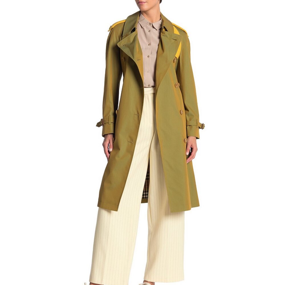 NWT Burberry Trench Coat, US 2 | Contrast Knit, Designer London Heritage Style - Picture 3 of 16
